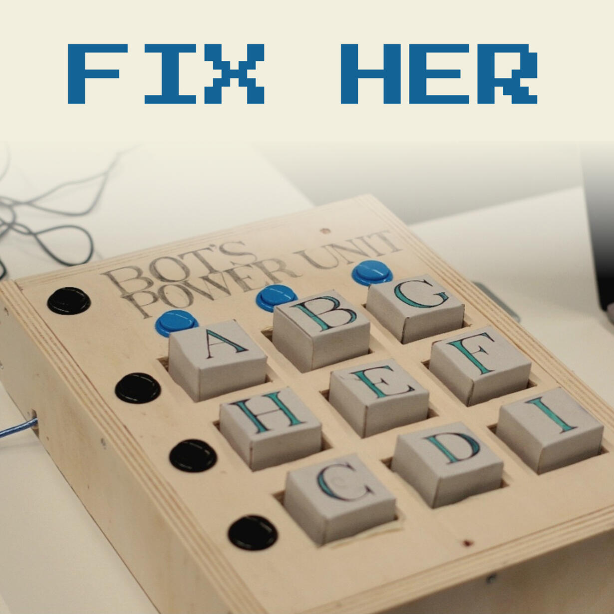 An interactive soundscape puzzle; help fix the damaged robot by rearranging the nine power cells!